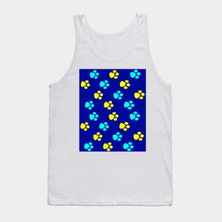 Blue and Yellow Dog Paws Tank Top